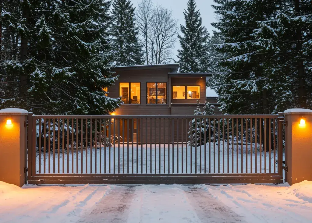 minimal thinn bar vertical driveway gates